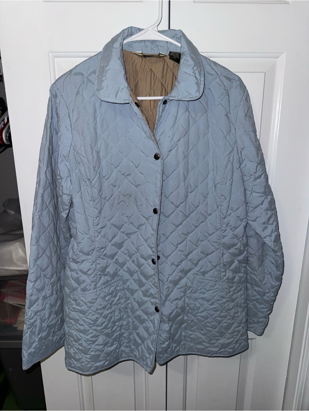 Eddie Bauer Light Blue Quilted Snap-Front Jacket